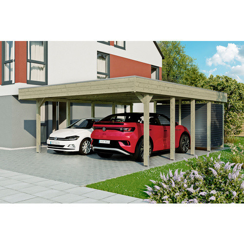 Skan Holz Doppelcarport Friesland Set 14 mit Abstellraum Grün B/T: 557 x 708 cm - Bild 2