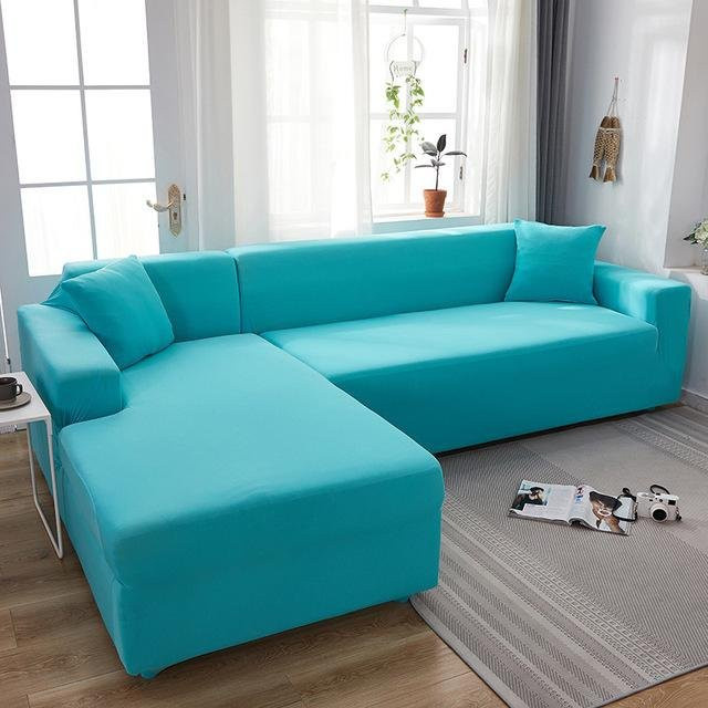 Elastischer Sofabezug aus Spandex in Türkis als Schonbezug für 1-Sitzer, Breite: 90-140 cm - Bild 1