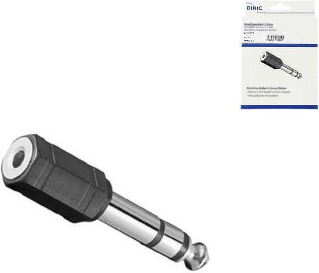 DINIC Audioadapter 6,35mm Stereo Stecker auf 3,5mm Buchse, schwarz - Bild 1