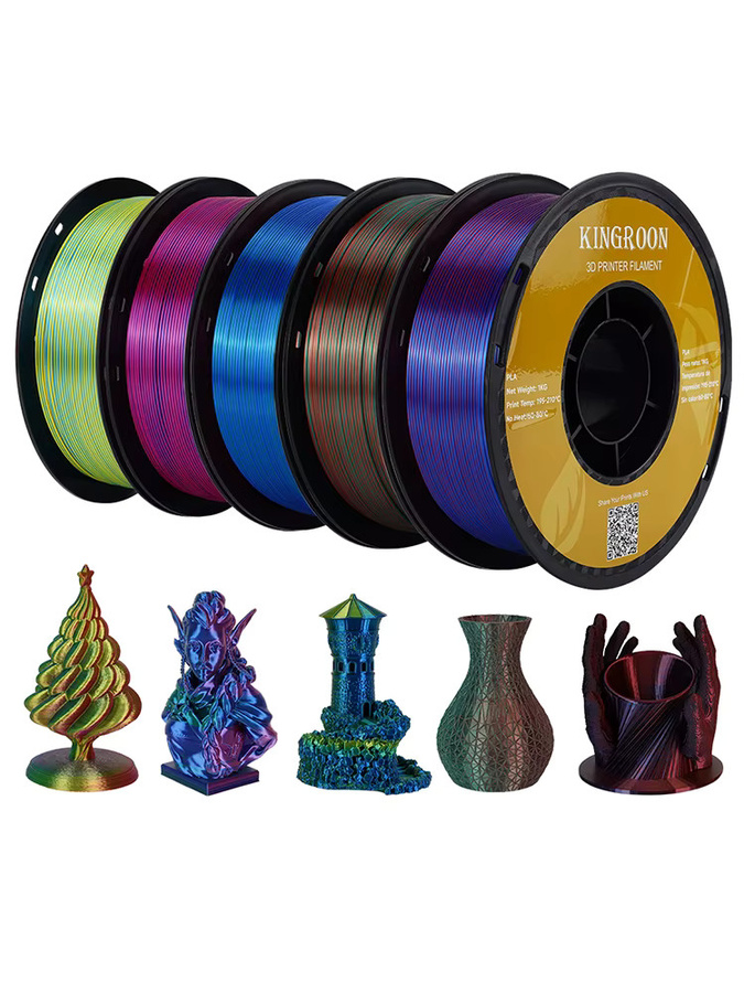 KINGROON Seiden PLA Filament 1,75 mm Dreifarbig (Rot, Gold, Blau) 1 kg Rolle für FDM 3D-Drucker - Bild 6
