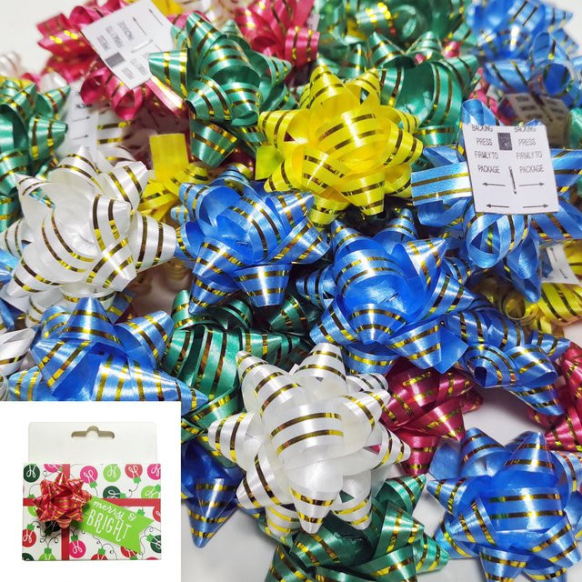 60 Stück selbstklebende Stern-Bögen in Multicolour zur Dekoration von Geschenkboxen und für festliche Party-Anlässe, Durchmesser: 3,81 cm - Bild 1