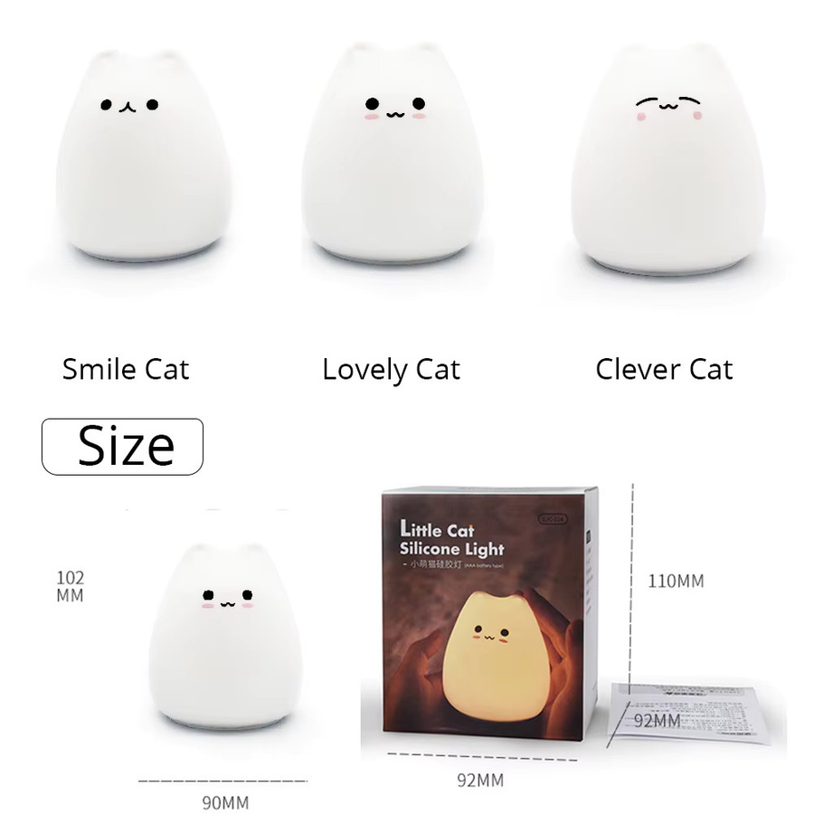 JOYINLED Mini Katzen-Nachtlicht aus weichem Silikon als niedliche Raumdekoration und Geschenk für Kinder - Bild 3