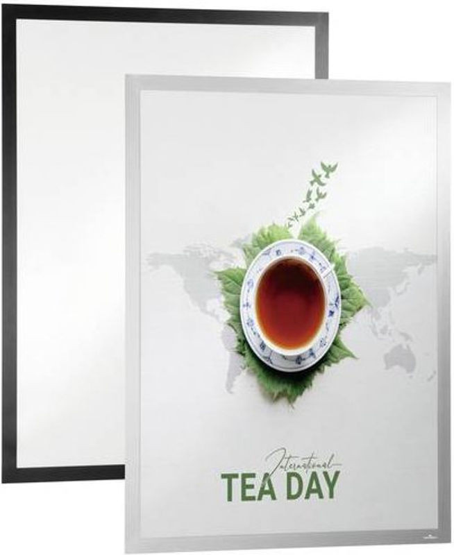 Durable DURAFRAME Poster Inforahmen mit Magnetverschluss und aufklappbarer Front, silber, B 54,5 cm x H 74,5 cm x T 2,8 cm - Bild 1