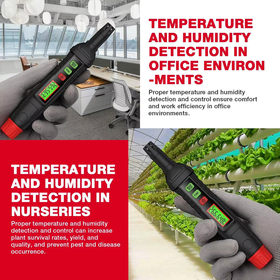 HABOTEST HT62 4-in-1 digitales Psychrometer, tragbares Thermo-Hygrometer als Temperatur- und Luftfeuchtigkeitsmesserstift in Schwarz - Bild 4