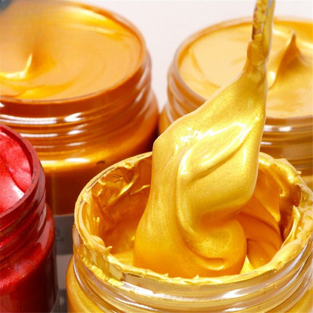 Metallic Acrylfarbe Gold in Kreidepaste-Konsistenz für DIY-Textilmalerei und Graffiti, 300 ml - Bild 1