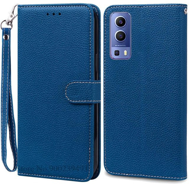 Leder-Brieftasche Klapphülle für Vivo Y52 5G und Vivo Y72 5G in Blau - Bild 1