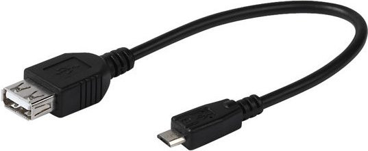 Vivanco USB OTG Adapterkabel Micro USB auf USB A in Schwarz, Länge: 0,15 m - Bild 1