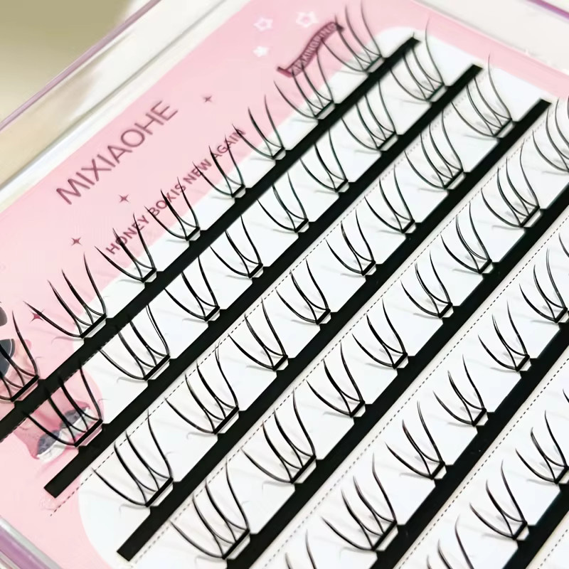 Mixiaohe Segmentierte Wimpern, 80 Cluster, 8-11mm, Schwarz - Bild 4