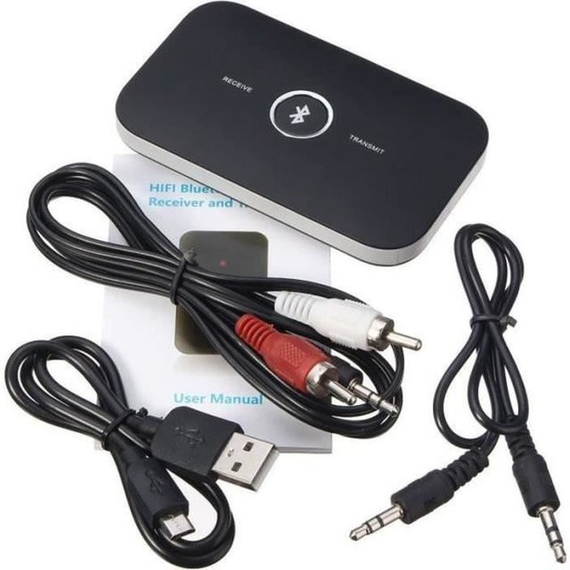 Techtrusty 2 in 1 Bluetooth Audio Sender und Empfänger Adapter in Schwarz mit 3,5 mm Klinke und RCA - Bild 1