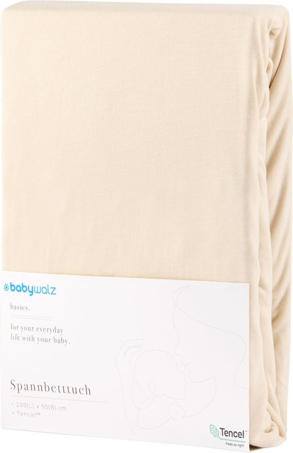 Baby-Walz Basics Spannbetttuch aus TENCEL Lyocell, Farbe: Beige, B/T: 90 x 200 cm - Bild 1