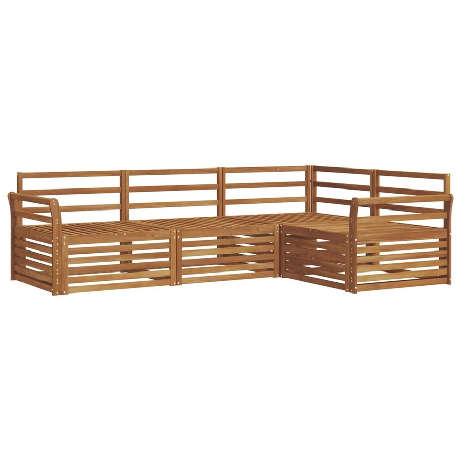 vidaXL Outdoor-Sofagarnitur aus Akazienholz in Braun, 4-teiliges L-Shape Gartenmöbel-Set - Bild 2