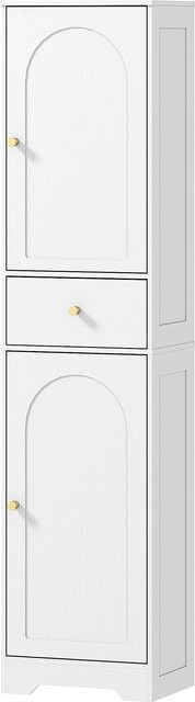 Aosom HOMCOM Hoher Badezimmerschrank in Weiß mit 2 Türen, Schublade und verstellbaren Regalen, moderner Stil, B/T/H: 40 x 29,5 x 170 cm - Bild 1