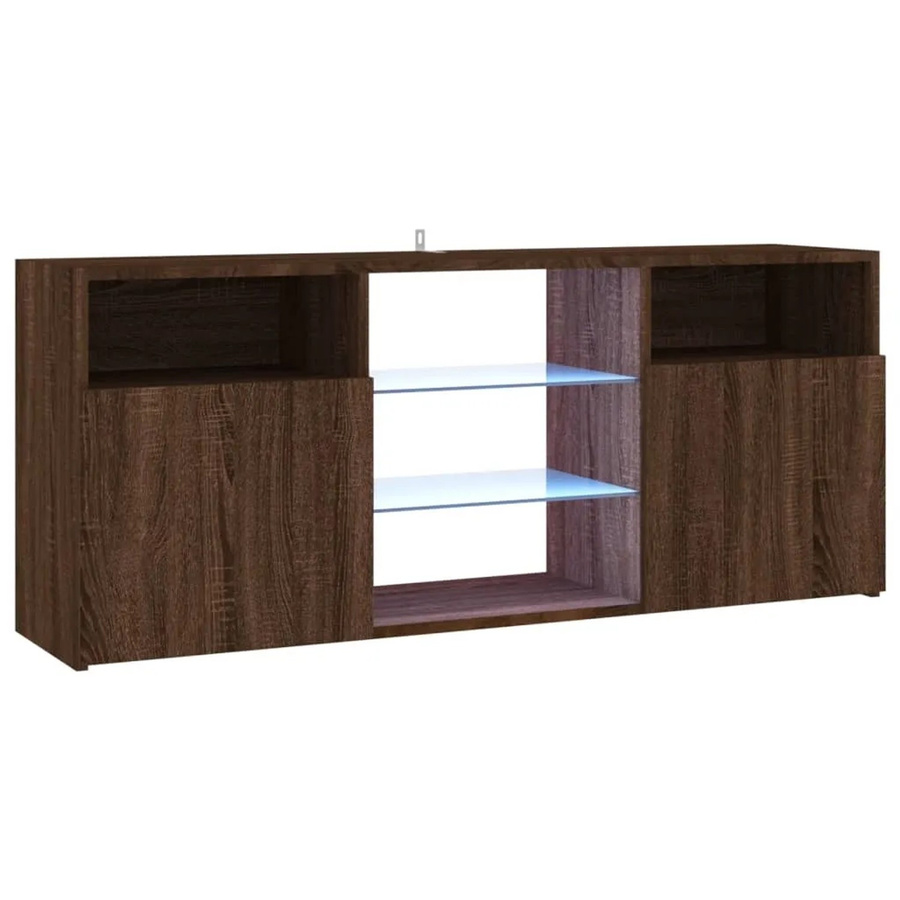 vidaXL TV-Schrank mit LED-Leuchten in Braun Eichen-Optik, B/T/H: 120 x 30 x 50 cm - Bild 2