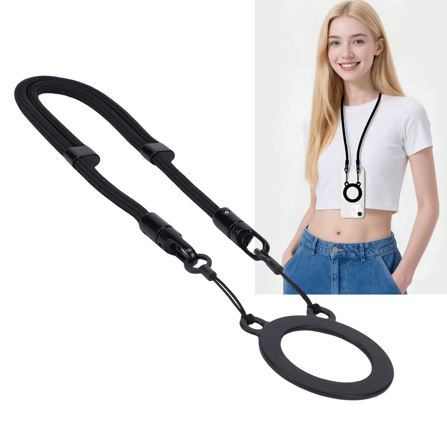 M22 Magnetisches Handy-Umhängeband mit Bärenringen in Schwarz, Verstellbares Handy-Lanyard und Anpassbarer Trageriemen - Bild 2