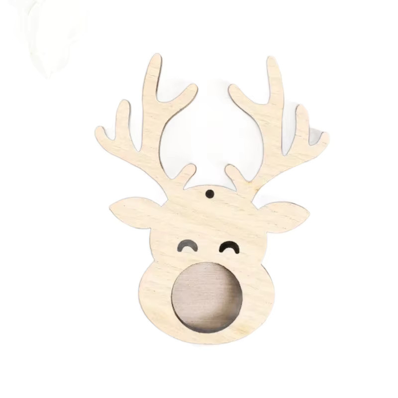 Beige Weihnachtliche Schokoladenbehälter aus Holz mit Rentier-Mustern - Bild 2