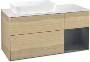V&B Waschtischunterschrank Finion Wandbeleuchtung in Eiche braun lackiert B/T/H: 120 x 60 cm - Bild 1