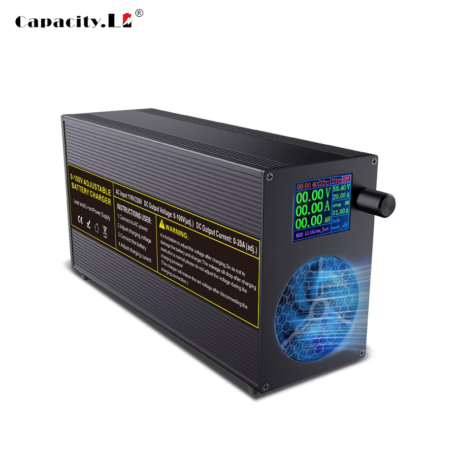 Einstellbares Hochleistungs-Ladegerät für LiFePO4 Batterien mit 20A und 40A, kompatibel mit 12V, 24V, 48V, 72V, 84V und 100V - Bild 6