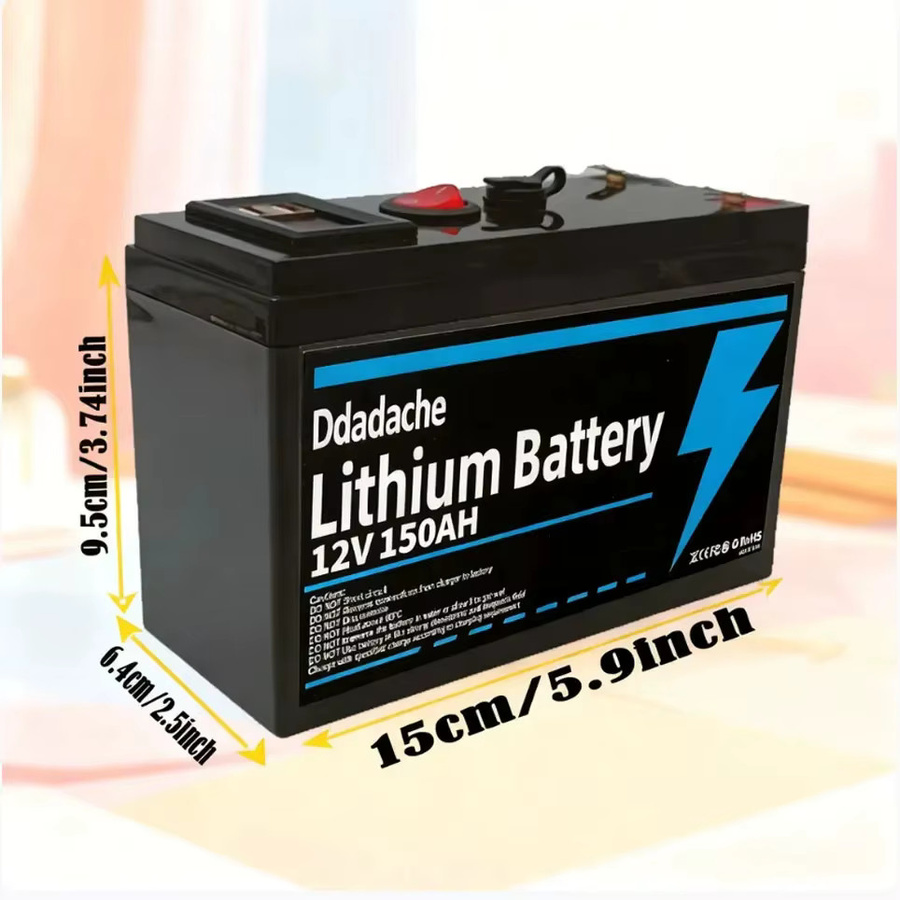 12V 150Ah LiFePO4 Lithium-Batterie mit USB-A und USB-C Anschluss in Schwarz für Solar, Marine und Camping - Bild 2