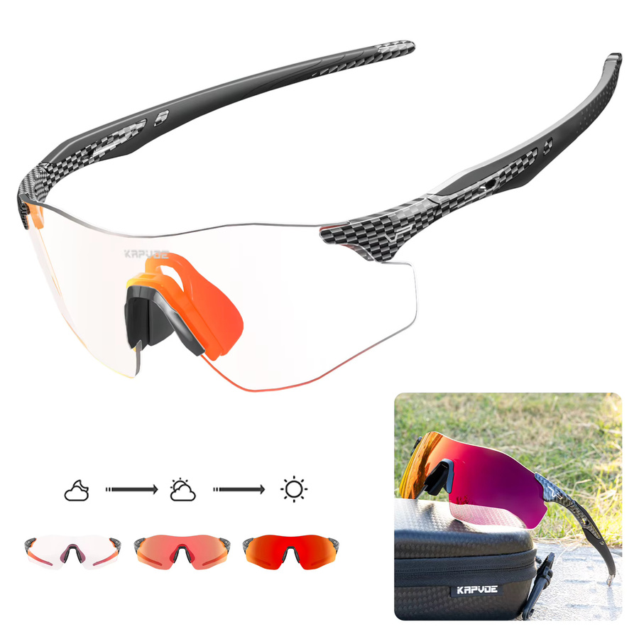 Kapvoe Sportsonnenbrille, randlos, rot blau, Herren, Kunststoff - Bild 1