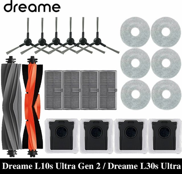 Dreame L10s Ultra Gen 2 und L30s Ultra Roboterstaubsauger Zubehör-Set mit Hauptseitenbürsten, Mopptüchern, HEPA-Filtern und Staubbeuteln in Multicolour - Bild 1