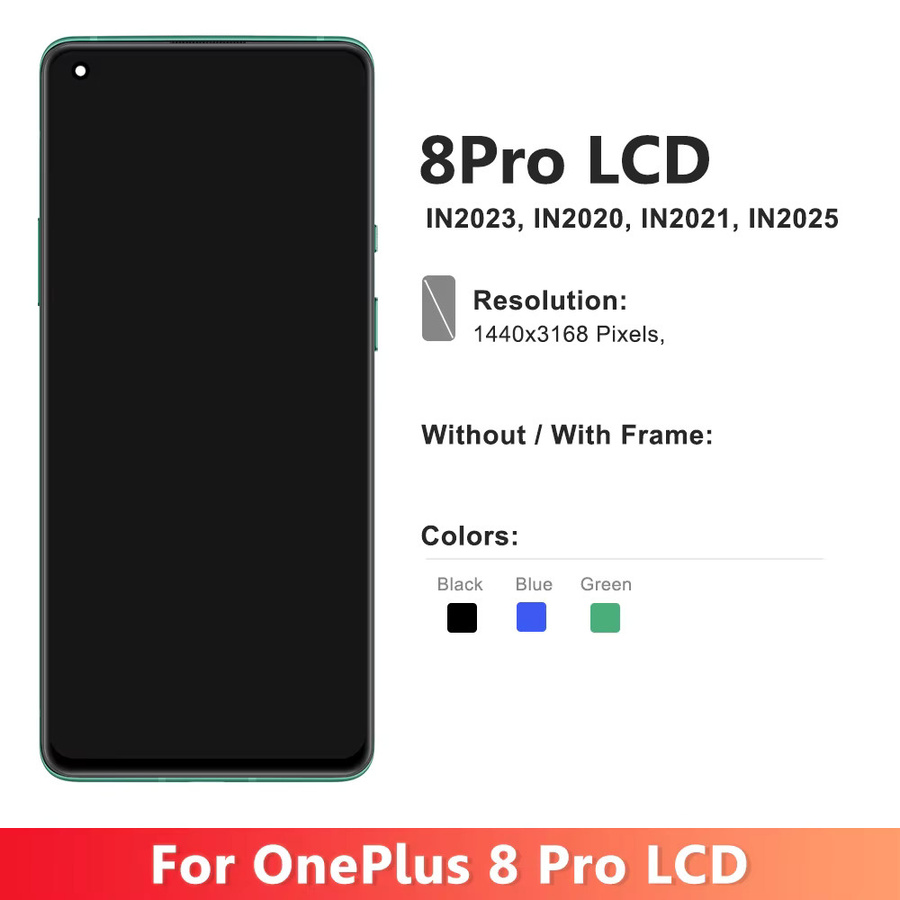 OnePlus TFT 8 Pro LCD Display mit Touchscreen Digitizer Montage in Schwarz für IN2023 IN2020 IN2021 - Bild 2
