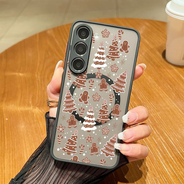 Weihnachtsbaum Handyhülle für Samsung Galaxy S25 Edge S24 Plus S23 S22 Ultra S24 S23 FE A56 A36 A26 A16 A55 A15 mit magnetischer Abdeckung in Schwarz und Multicolour - Bild 1