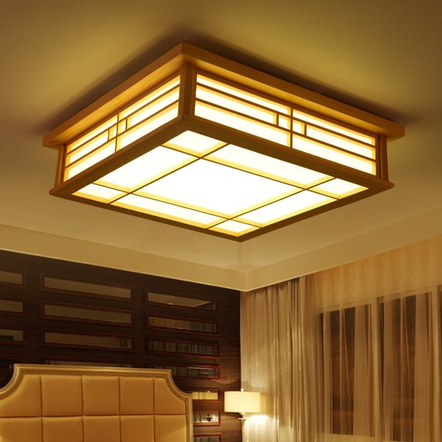 Lava Ball LED Deckenleuchte aus Holz im chinesischen und japanischen Stil für Wohnzimmer und Esszimmer - Bild 1