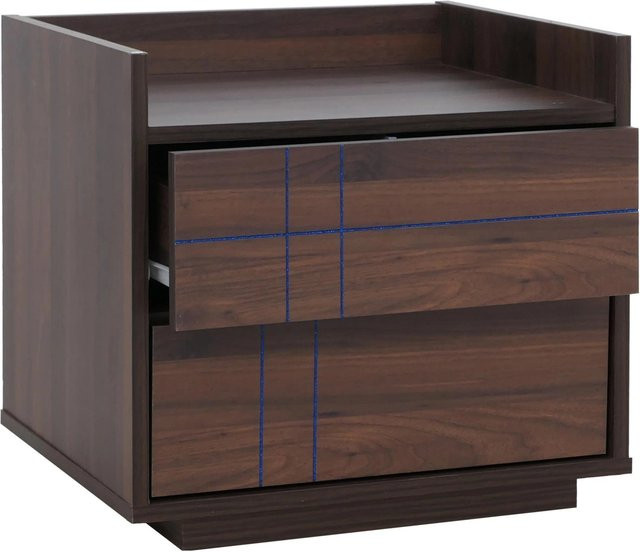 Nachttisch MCW P44 mit 2 Schubladen in Walnuss-Optik, B/T/H: 43 x 48 x 41 cm - Bild 2