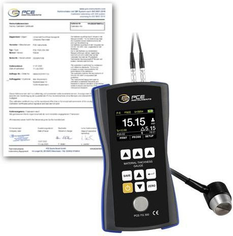 PCE Instruments Materialdickenmessgerät PCE-TG 300-NO2-ICA in Schwarz mit ISO-Zertifikat, Messbereich 3 bis 300 mm, 2,5 MHz Sensor und USB-Anschluss - Bild 1