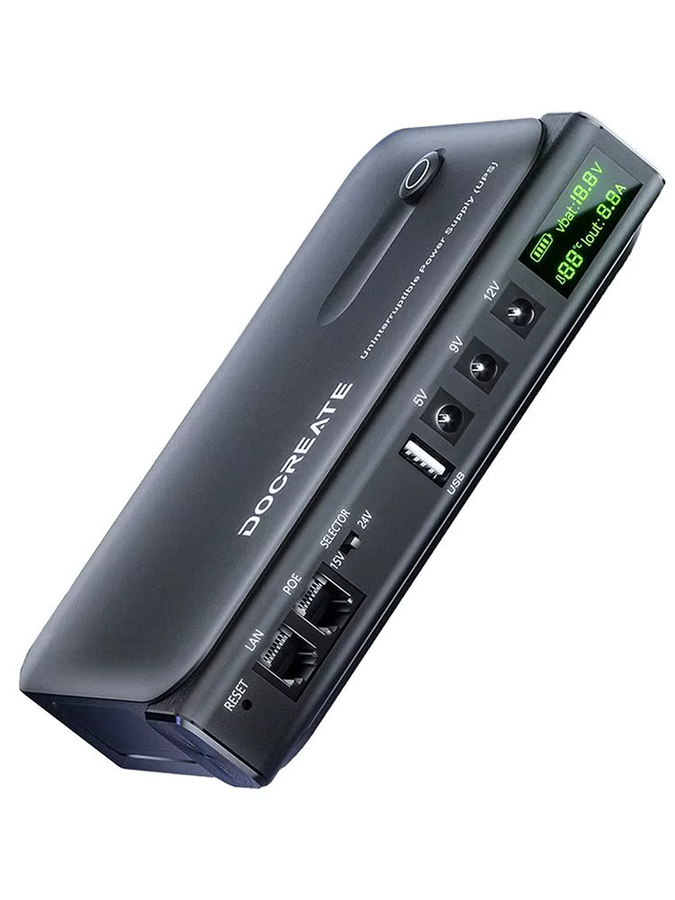 diymore DC1036L USV-Batterie-Backup mit LED-Anzeige und Mehrspannungsausgang für Router 5/9/12/15/24 V, Schwarz - Bild 6