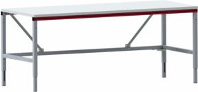 Rocholz Grundtisch SYSTEM FLEX höheneinstellbar B/T: 200 cm x 80 cm, Höhe: 69 - 96 cm, Farben: RAL 9006 und RAL 3003 - Bild 1