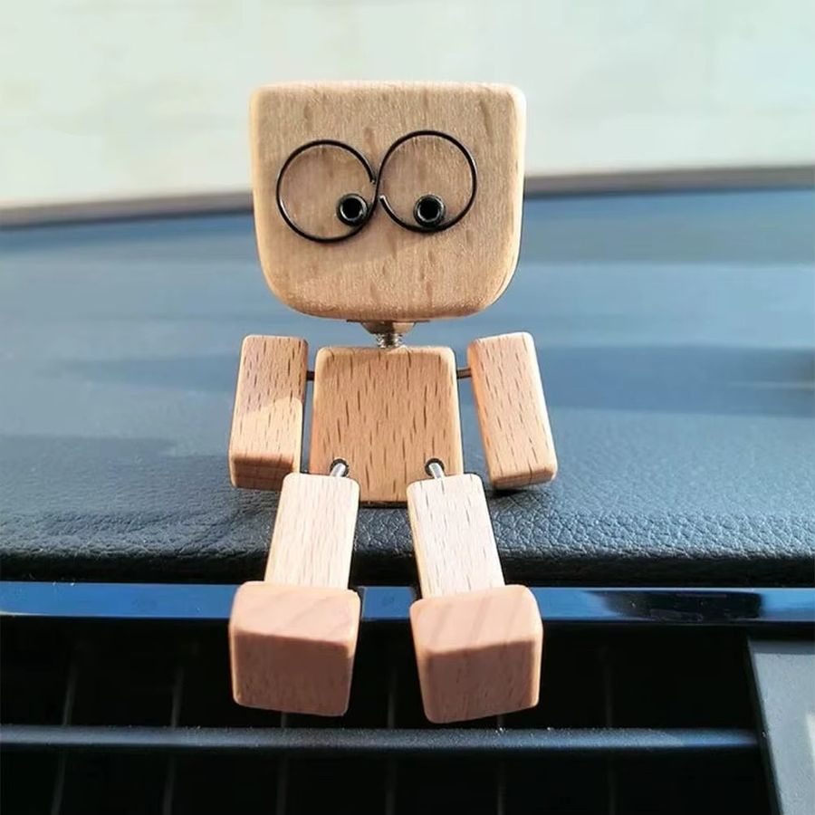 Holzmann Dekofigur aus Holz mit schüttelnden Beinen für die Desktop-Dekoration oder das Armaturenbrett im Auto - Bild 2