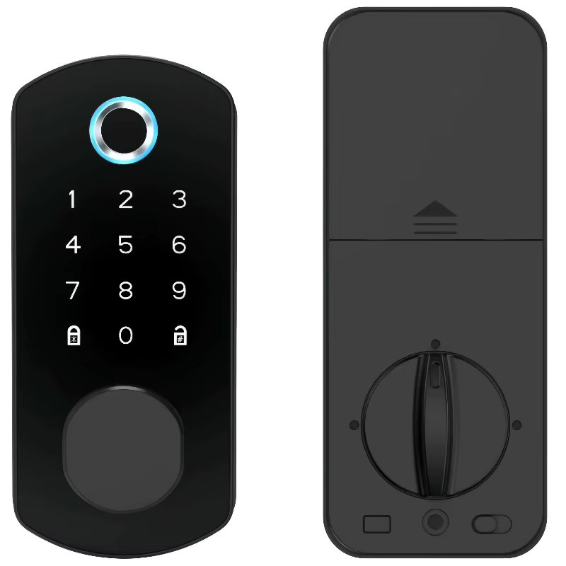Intelligentes Fingerabdruck Türschloss in Schwarz mit Bluetooth, elektronischem Codeschloss, Passwortfunktion und Schlüssel zur einfachen Montage - Bild 5