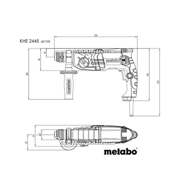 Metabo Kombihammer KHE 2445 SDS-Plus mit 800W in Grün inklusive Kunststoffkoffer - Bild 3