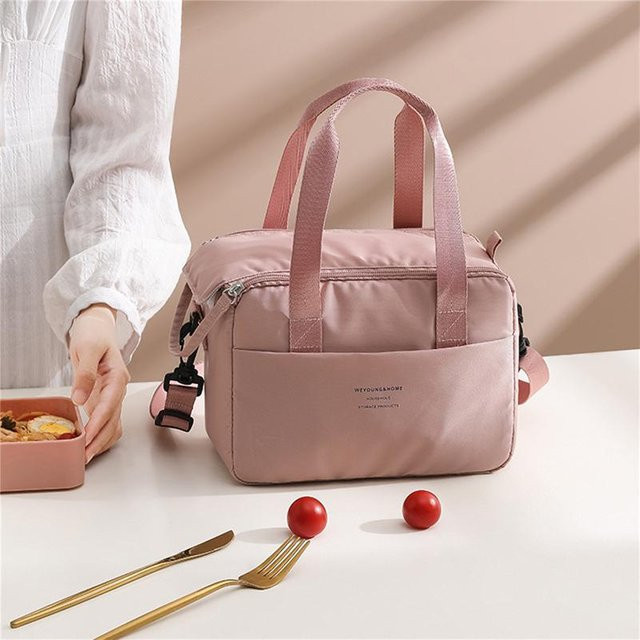 Wärmeisolierte Lunchbox von Yiran Furniture in Rosa, wasserdichte Bento-Tasche als Kühltasche und Handtasche für das Büro - Bild 1