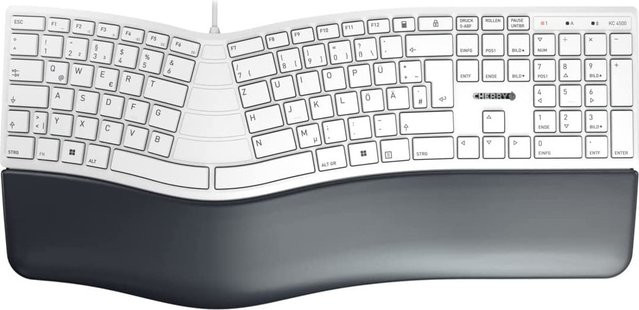 Cherry KC 4500 ERGO Tastatur mit USB-A Anschluss, Membran-Technologie, QWERTZ Deutsch, Grau - Bild 1