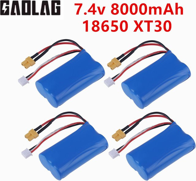 HUINA Li-Ion Akku 7,4 V 8000 mAh mit XT30 Stecker und USB-C für RC Spielzeug Autos 580 550 582 583 1580 1583 Blau - Bild 1
