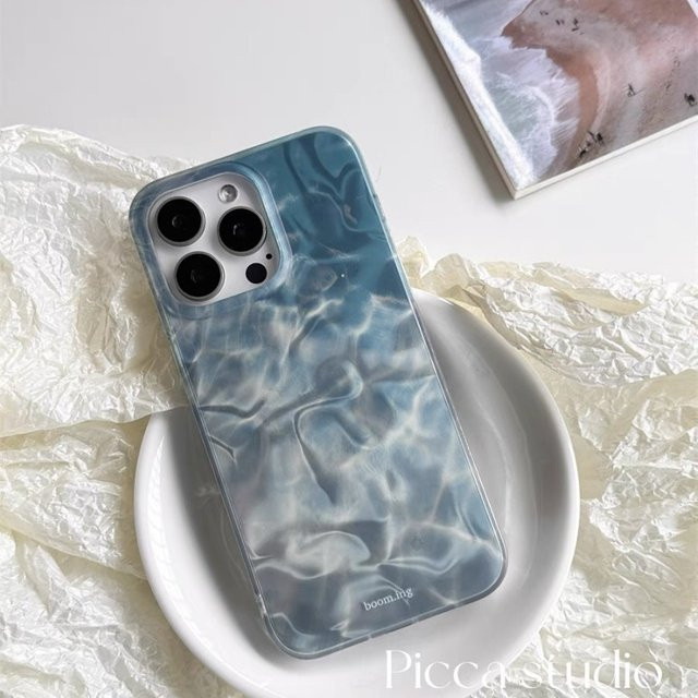 K'try Handyhülle mit Meerwasser-Effekt und Glitzer in Blau für iPhone 11 bis iPhone 16 Pro Max - Bild 1