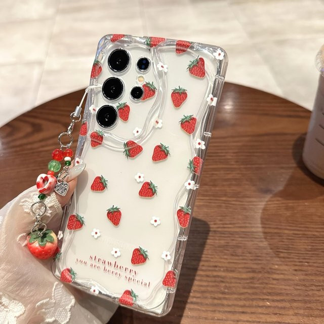 Transparente Handyhülle mit Erdbeer-Muster für Samsung Galaxy S26 S25 S24 Ultra S23 S22 Plus S25 FE A55 A54 A34 A33 - Bild 1