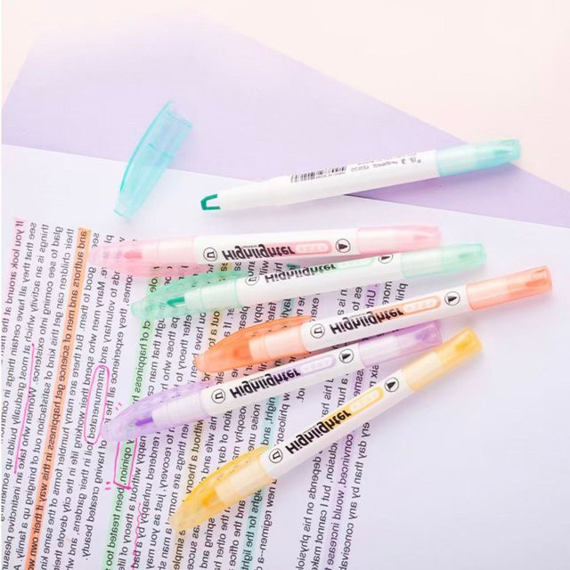 6-Farben-Textmarker Set mit zwei Spitzen und Sichtfenster in Multicolour - Bild 1