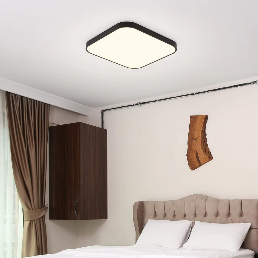 Nettlife LED Deckenleuchte Schwarz Eckig, IP44 Badlampe für Badezimmer, Küche und Flur, 19W, 4000K, Durchmesser: 27 cm - Bild 2