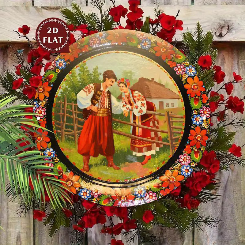 Potdemiel Vintage Metallwandkunstschild Ukrainisches traditionelles Kostüm aus Aluminium, Breite: 20 cm, Höhe: 20 cm, Tiefe: 20 cm - Bild 5
