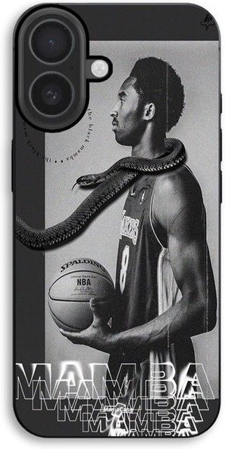 MANIACASE Handyhülle für iPhone 17 aus Silikon TPU in Schwarz mit NBA Black Mamba Mentalität Design - Bild 1