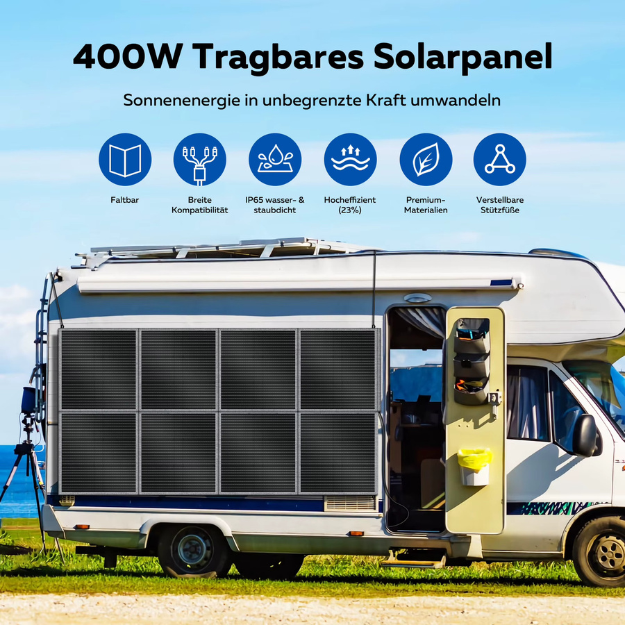 CTOLITY Faltbares Solarpanel SP400 400W 41V aus PET und 600D Material für Outdoor-Solarstromgeräte-Sets - Bild 5