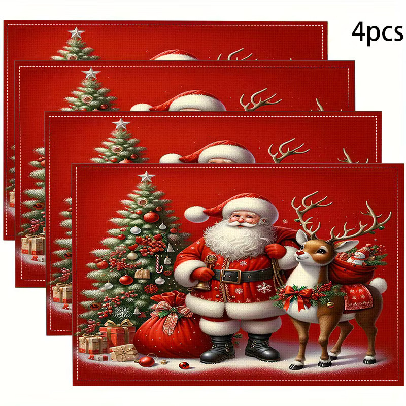 VIKAM Weihnachts-Tischsets mit Weihnachtsmann- und Rentier-Designs, rechteckig, B/T: 45,0 x 30,0 cm - Bild 4