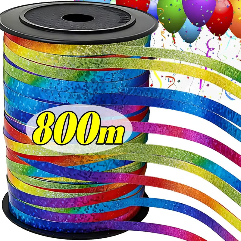 Buntes Regenbogen-Band aus glänzendem Metall für Geschenkverpackungen und Dekoration, 200 m Rolle - Bild 2