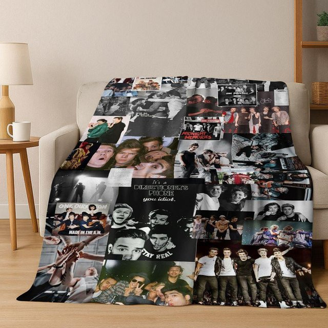 Gemütliche Flanelldecke Rock-One-Direction von YangJOJO, weiche Überwurfdecke für Bett und Sofa, B/B: 150 x 180 cm, Mehrfarbig - Bild 1