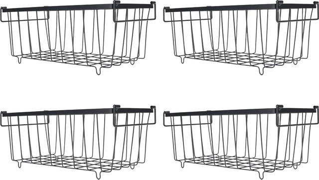 Artleeh Lebensmittelorganizer aus Metalldraht, 4er-Set stapelbare Aufbewahrungskörbe für den Tiefkühlschrank, Schwarz - Bild 1