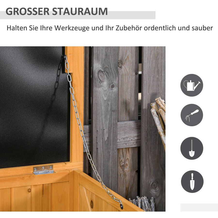 Outsunny Auflagenbox aus lackiertem Fichtenholz in Gelb und Braun, Volumen: 427 l, B/H/T: 127 x 60 x 56 cm - Bild 4