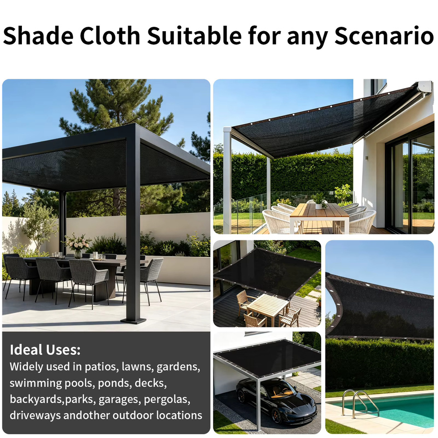 Schwarzes HDPE Sonnenschutznetz mit 50% Schattierung und Anti-UV-Schutz für Garten, Gewächshaus und Pflanzen, B/B: 100 x 200 cm - Bild 6